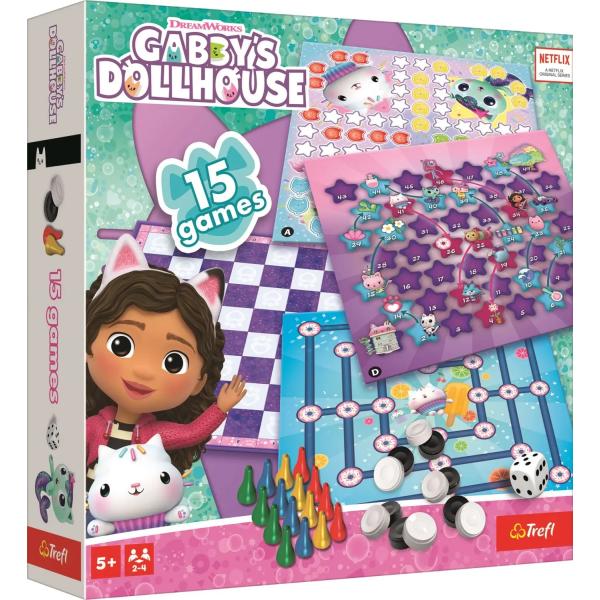 Trefl Gabby's Dollhouse Set di 15 giochi da tavolo