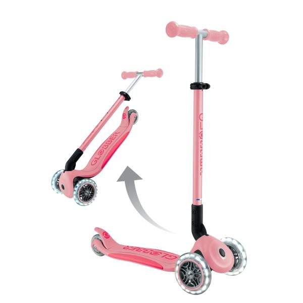 Globber dětská skládací koloběžka Elite Lights Pastel Pink (obrázek 9)