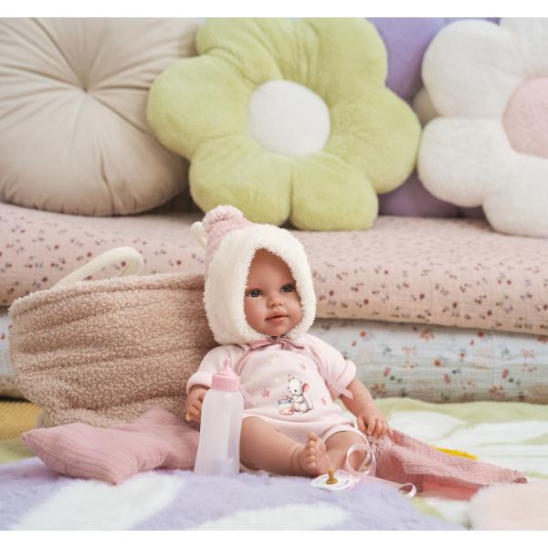 Llorens 63802 NEW BORN - realistická panenka miminko se zvuky a měkkým látkovým tělem (obrázek 7)