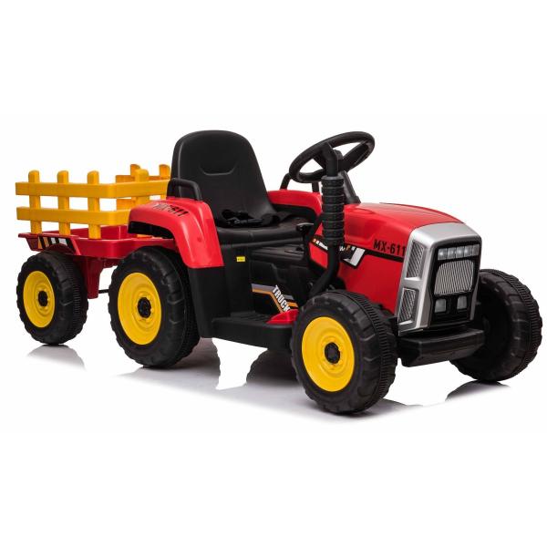Elektrický Traktor Workers s vlečkou, červený, Pohon zadních kol, 12V baterie (obrázek 5)