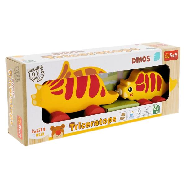 Trefl Dřevěná hračka na tahání Dinosaurus Triceratops