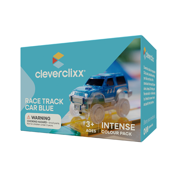 Cleverclixx Pista de carreras magnética - Coche azul – 1 pieza