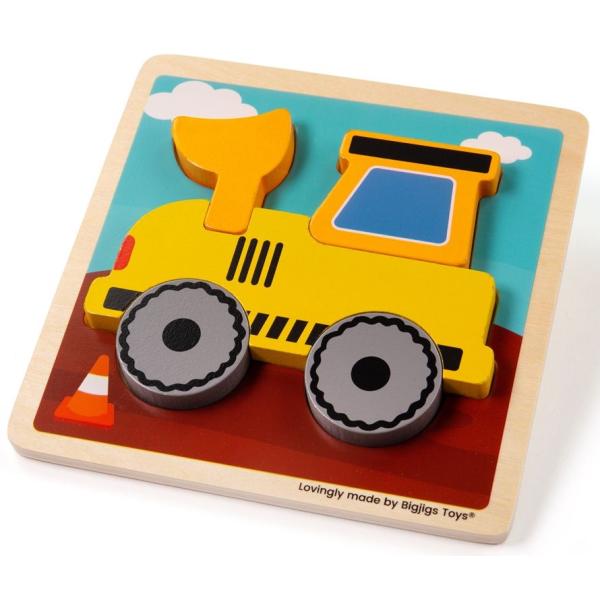 Bigjigs Toys Vkladacie puzzle Bager