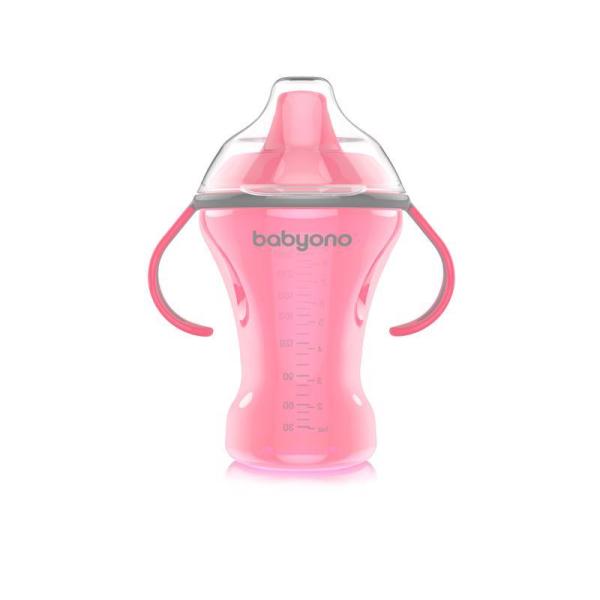 BABYONO Taza antiderrame con boquilla dura Natural Nursing 260 ml - rosa