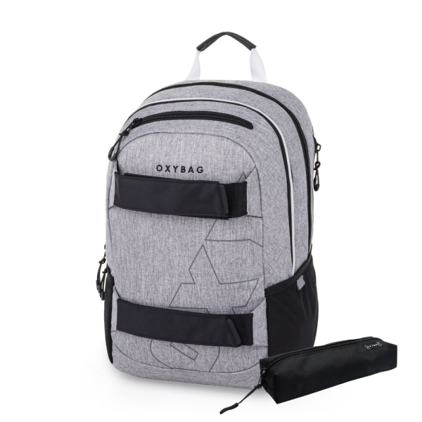 Študentský batoh + etue OXY Sport Grey Melange