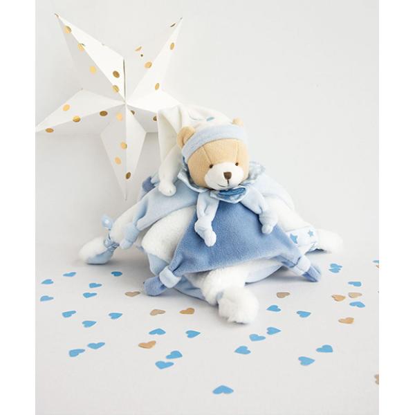 Doudou Dárková sada – plyšový medvídek usínač s čepičkou