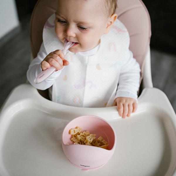 BABYONO Silikonová dudlíková miska s prísavkou - pink 6m+ (obrázek 9)