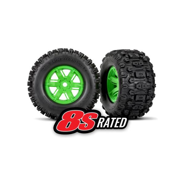 Traxxas kolo 4.3/5.7", disk zelený, pneu Sledgehammer (pár)