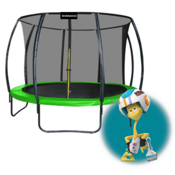 WANNADO Trampolína 6FT - 183cm s vnútornou sieťou + rebrík - Light Green