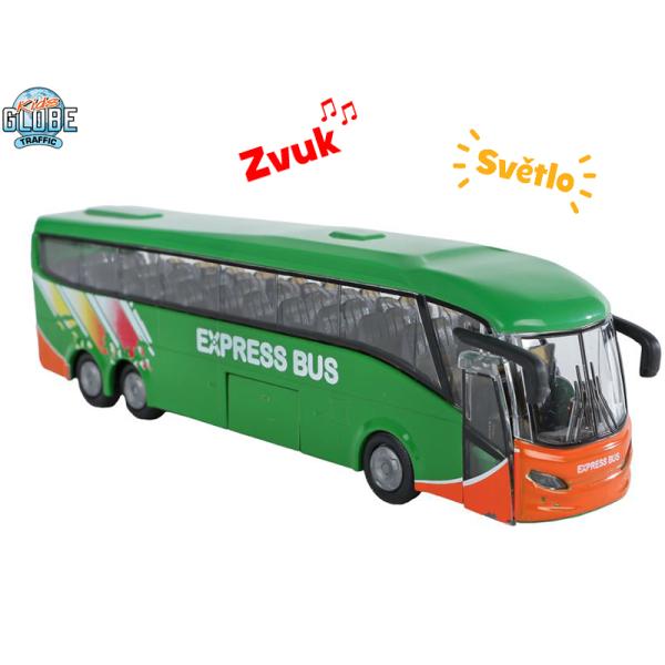 Kids Globe Traffic autobus 18,5cm kov spätný chod na batérie so svetlom a zvukom