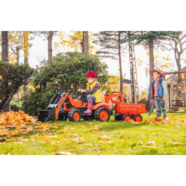 Falk šlapací traktor 2090W Kubota s přední a zadní lžící a přívěsem (obrázek 5)