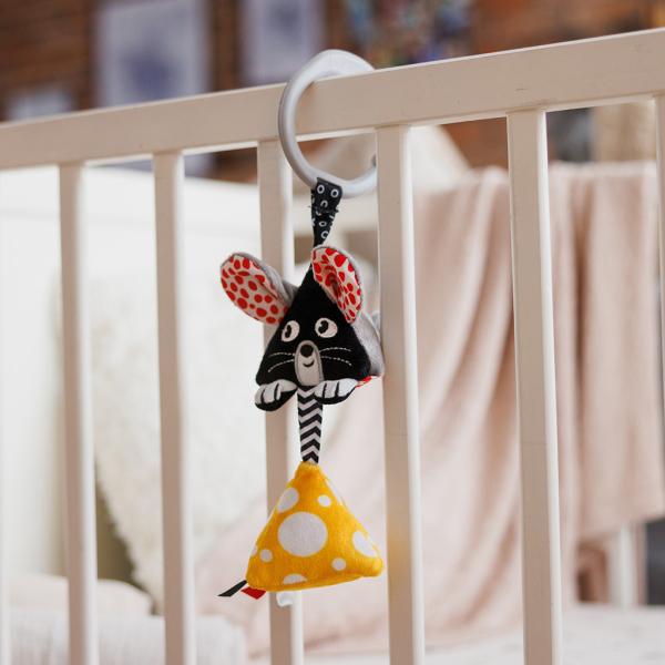 BABYONO Hračka závěsná kontrastní na C kroužku Mouse 0 m+ (obrázek 4)