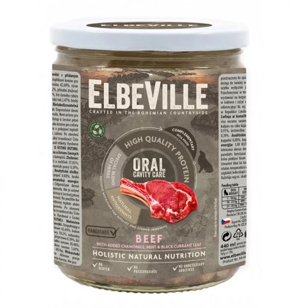 Sklenice Elbeville Dog Oral Cavity Care, hovězí s přidaným heřmánkem 440ml
