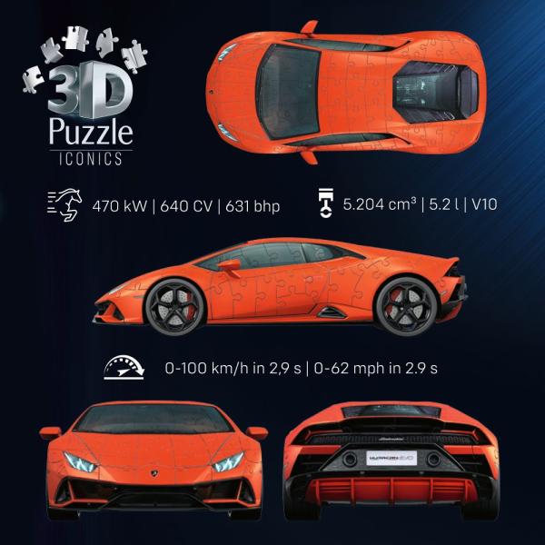Ravensburger Iconics: Lamborghini Huracán Evo oranžové (obrázek 4)