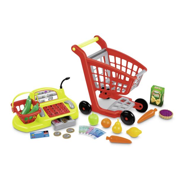 Nákupný vozík s príslušenstvom a pokladňou