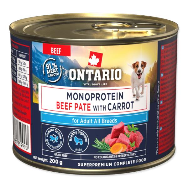 Conserva Ontario Adult monoproteinico manzo paté con carote 200g