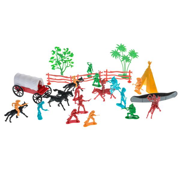 Sada western figurky 31ks s kočárem a doplňky