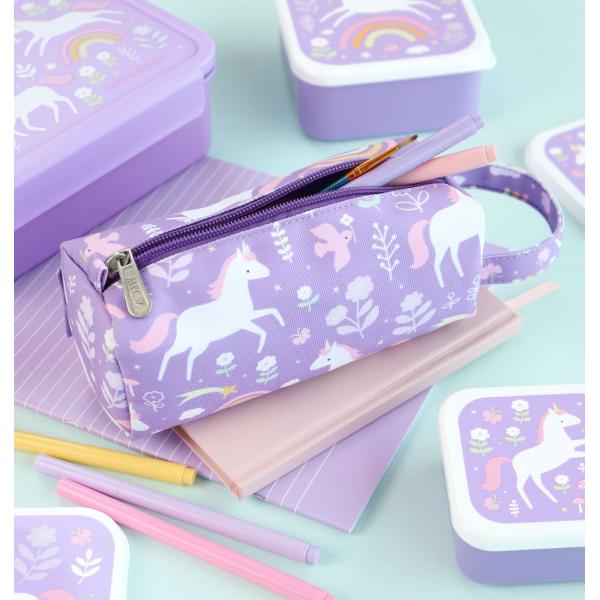 A Little Lovely Company – pouzdro na pastelky – jednorožci a duha