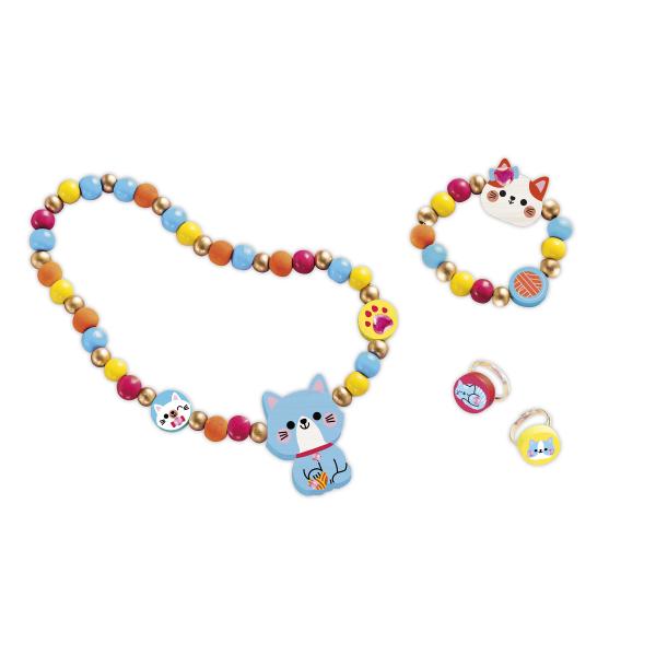 Janod Atelier Kreativní sada Výroba šperků Dřevěné korálky Kočičky 4 ks