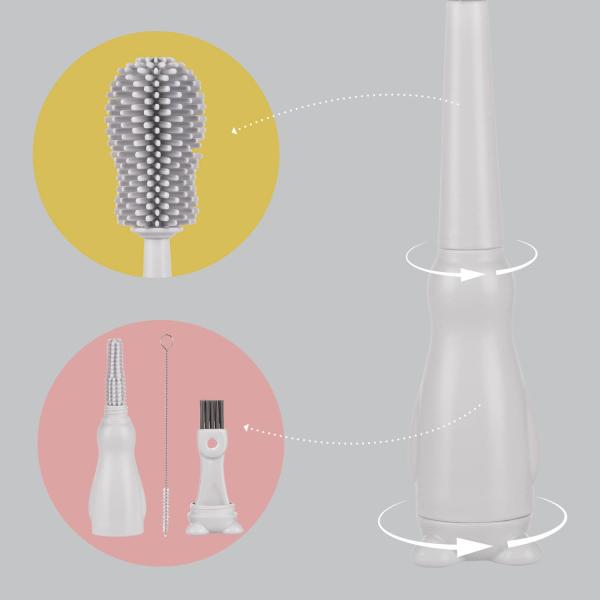 Silikonový kartáč na dětské lahve 3v1, Light Grey