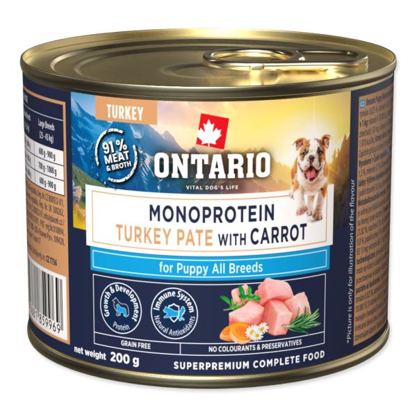 Conserva Ontario Puppy monoprotein pâté di tacchino con carote 200g
