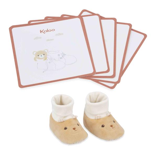 Kaloo Intemporel Dárková sada na oznámení těhotenství s bačkůrkami a 6 kartičkami
