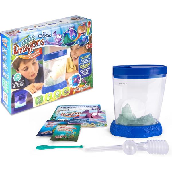 Vodní dráčci v akváriu s indikátorem teploty vody