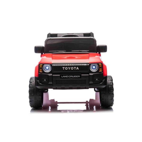 Elektrické autíčko Toyota Landcruiser 12V, červené, široké jednomístné sedadlo, 2,4 GHz d