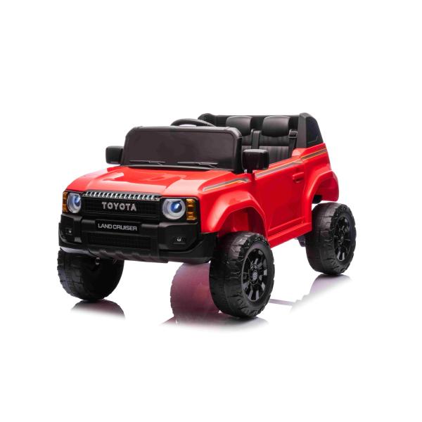 Elektrické autíčko Toyota Landcruiser 12V, červené, široké jednomístné sedadlo, 2,4 GHz d