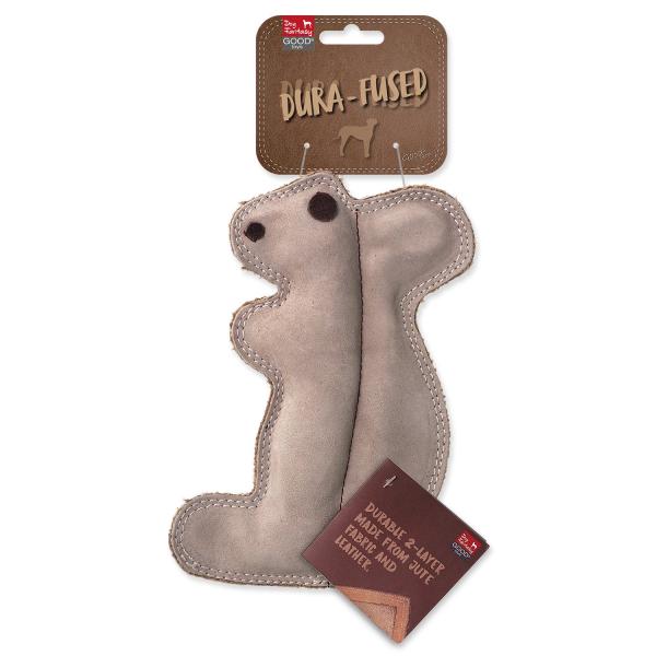 Hračka Dog Fantasy Dura-fused veverka pískací, kůže a juta 20cm (obrázek 3)