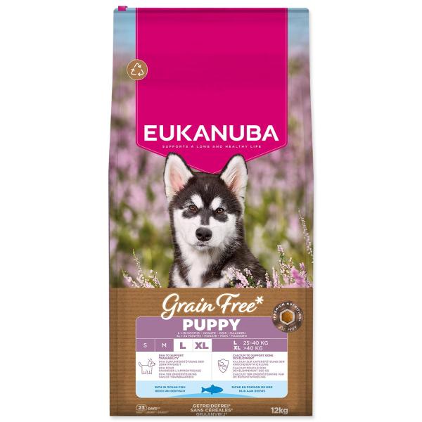 Храна EUKANUBA Grain Free Puppy Large, богата на океанска риба 12 кг