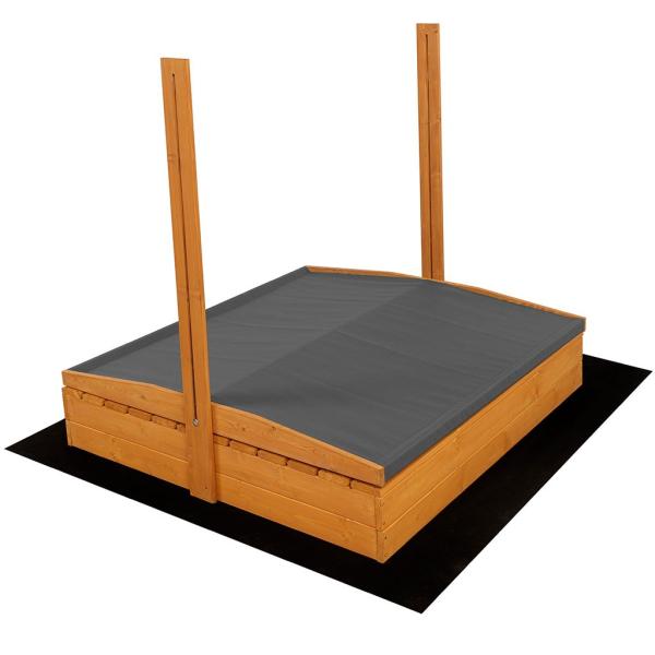 Dětské dřevěné uzavíratelné pískoviště s lavičkami a stříškou Baby Mix 120×120 cm šedé