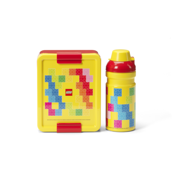 Room Copenhagen Lego Lunch Set – Design Iconico, Divertente E Funzionale, Bottiglia 390 Ml E Contenitore Per Il Pranzo, Rosso E Giallo-image