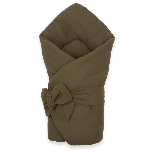 Mušelínová šnurovacia zavinovačka New Baby olive