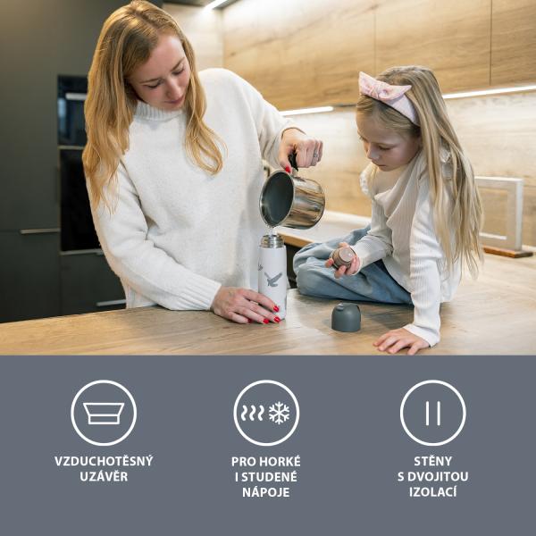 Termoska na tekutiny se silikonovým držákem 400 ml, Cookie beige