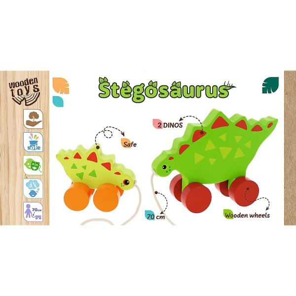 Trefl Dřevěná tahací hračka Dinosaurus Stegosaurus (obrázek 3)