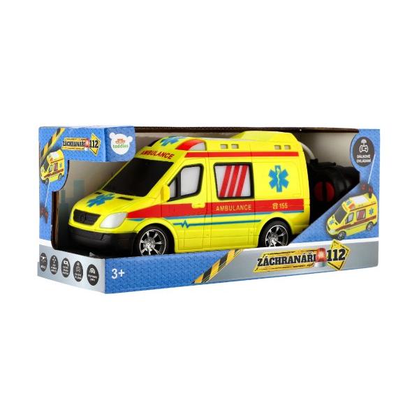 Auto RC ambulance plast 20cm na dálkové ovládání na baterie se světlem (obrázek 3)