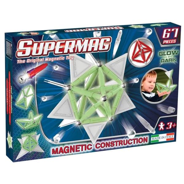 SUPERMAG magnetická stavebnica Tags glow 67ks