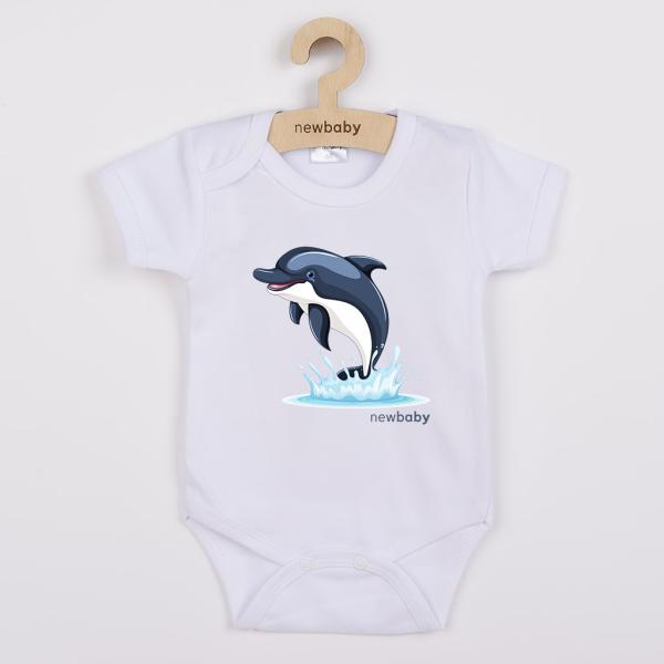 Dětské body s potiskem New Baby Dolphin - krátký rukáv 56 (0-3m)