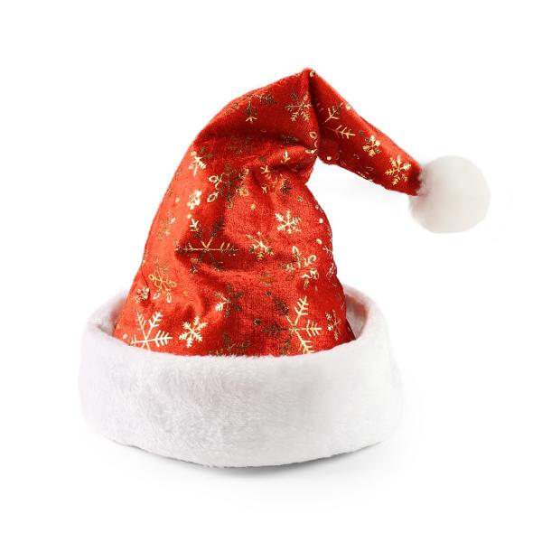 Vánoční čepice se zlatými vločkami 40 cm