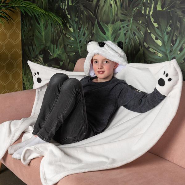 Cozy Noxxiez BL823 Panda - hřejivá deka s kapucí se zvířátkem a tlapkovými kapsami (obrázek 4)