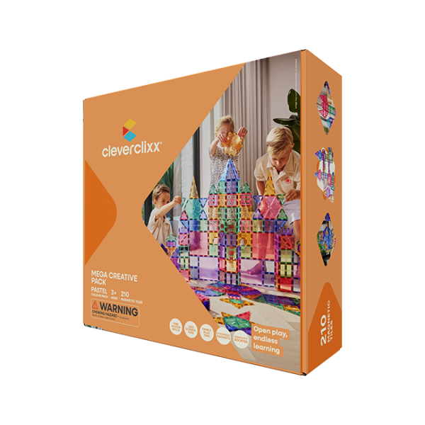 Cleverclixx Juego de construcción magnético Mega Creative Pack Pastel – 210 piezas