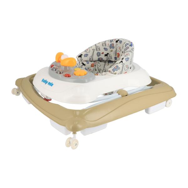 Dětské chodítko Baby Mix s volantem a silikonovými kolečky cappuccino (obrázek 10)