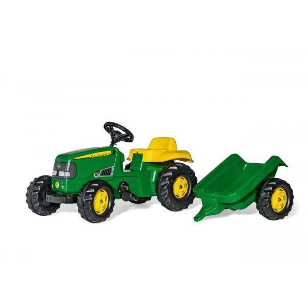 Rollytoys Šliapací traktor Rolly Kid J. Deere s vlečkou - zelený