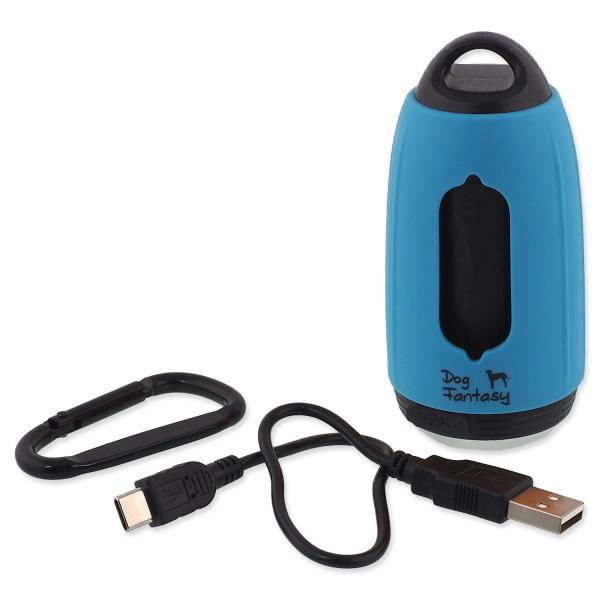 Baterka Dog Fantasy USB s kapsami na exkrementy modrá