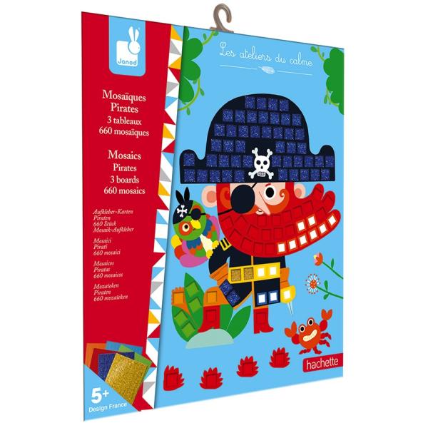 Janod - Scatola Mosaici In Schiuma Pirati - Les Ateliers Du Calme - Kit Creativo Per Il Tempo Libero Dei Bambini - Sviluppo Della Motricità Fine E Della Concentrazione - Dall'età Di 5 Anni, J07897-image