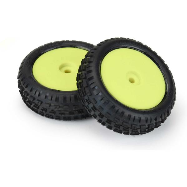 Pro-Line kolo 1:18, pneu Wedge Carpet přední, disk H8 žlutý (2) (Losi Mini-B) (obrázek 3)