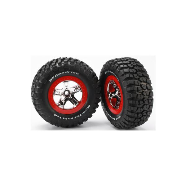 Traxxas Laufrad 2.2/3.0", Disc Sct Silber-Rot, Bereifung KM2 (2) (2WD Vorne)-image
