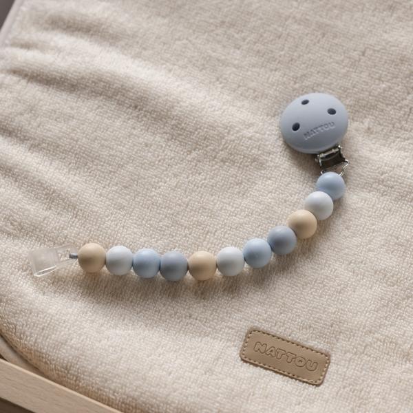 NATTOU Klip na dudlík silikonový multicolors blue bez BPA