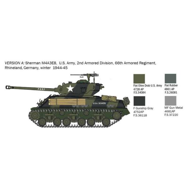 Model Kit tank 25772 - M4A3E8 Sherman "Fury" (1:56) (obrázek 4)